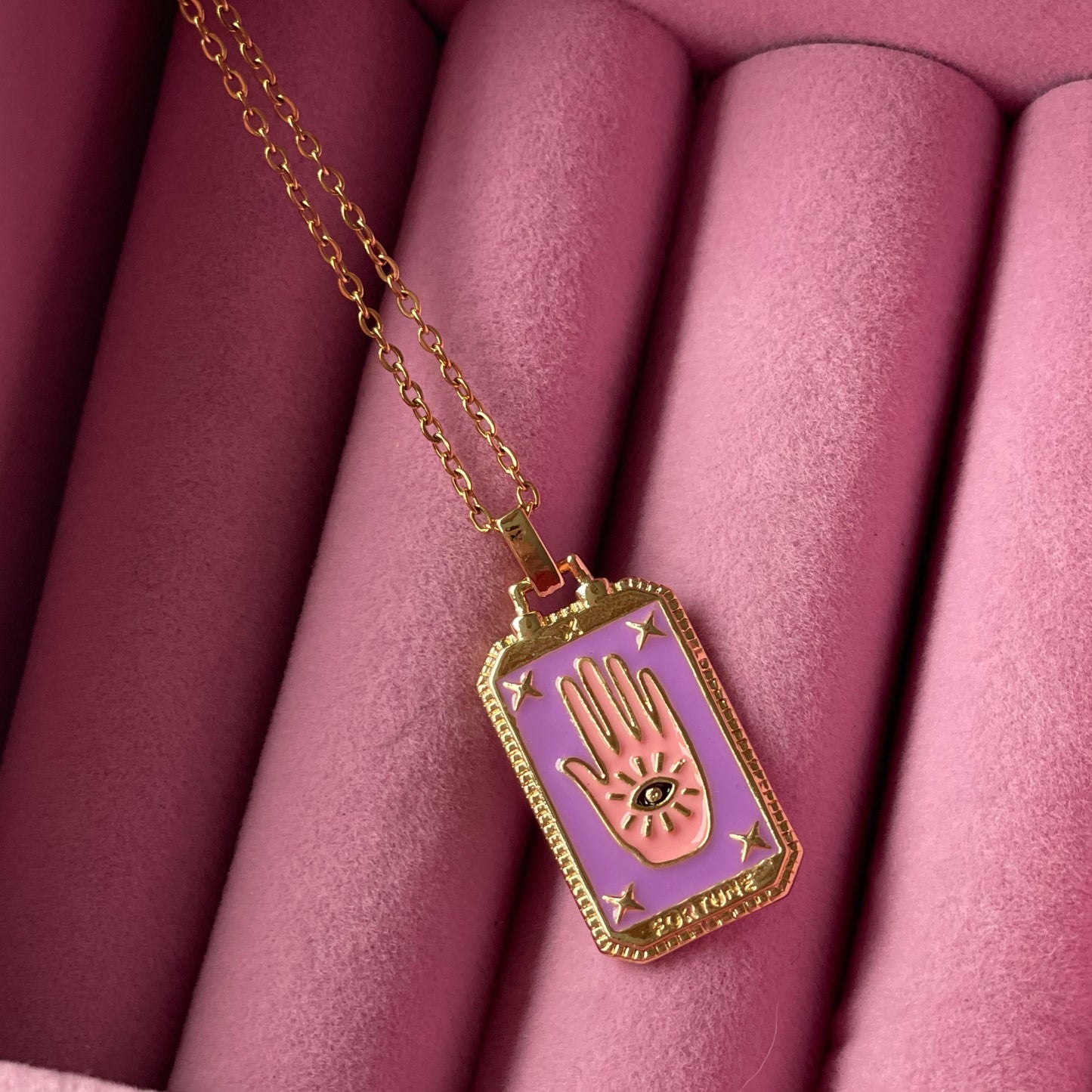 Tarot ketting hand paars